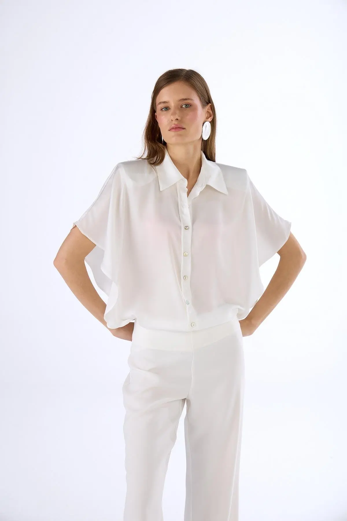 Beyond Satin Shirt Form (S(36), أبيض- white)